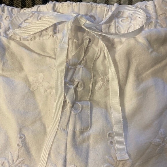 Juniors White lace shorts, ribbon lace up back, patriotic wear, 4th of July, S - Picture 5 of 8